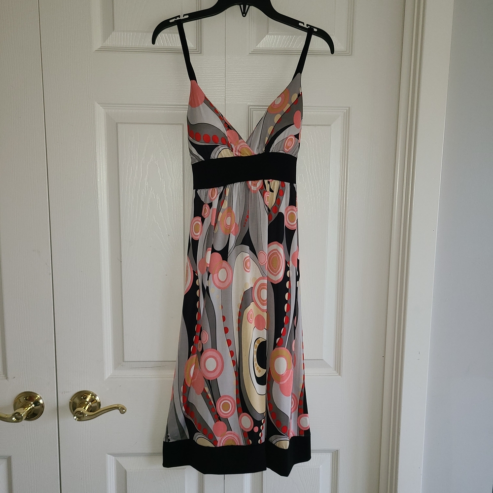 Pink and Black Patterned Midi Dress